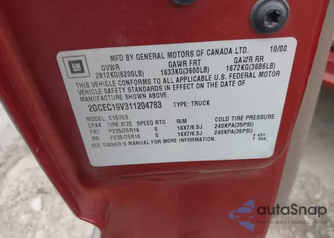 2001 Chevrolet Silverado 1500 Ls from USA, damaged, VIN 2GCEC19V311204783